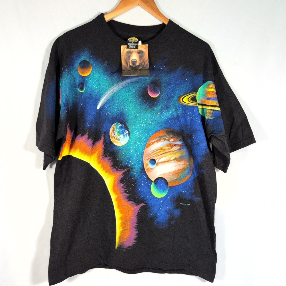 Vintage Habitat Galaxy AOP All Over Print Shirt Y2k Tee M Planets Outer space